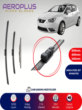 Aeroplus Seat Ibiza 5 2008-2017 Ön Arka Muz Silecek Takımı