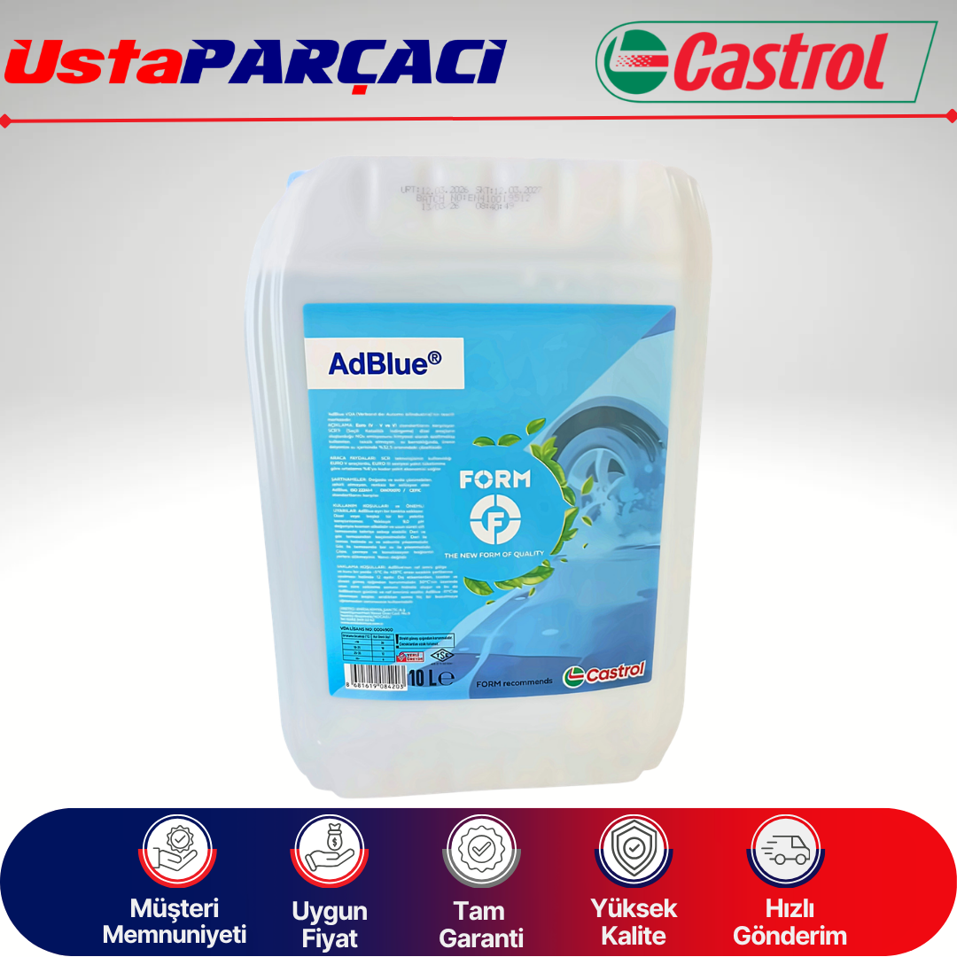 Castrol AdBlue 10 Litre Dolum Aparatlı - ISO 22241 Belgeli VDA Lisanslı SCR Sıvısı 2026 Üretim