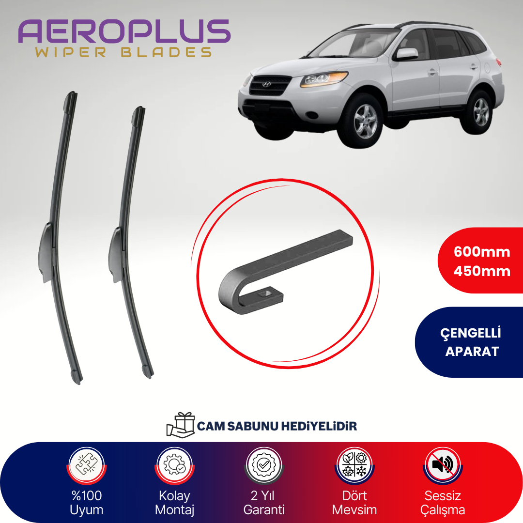 Aeroplus Hyundai Santa Fe 2006-2012 Muz Silecek Takımı