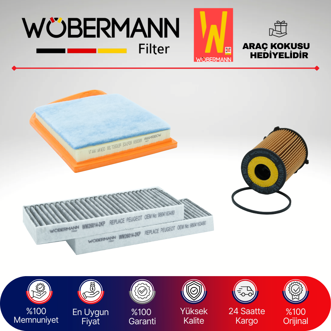 Wöbermann Peugeot 308 1.6 E-Hdi Filtre Bakım Seti 2014-2017 3KP