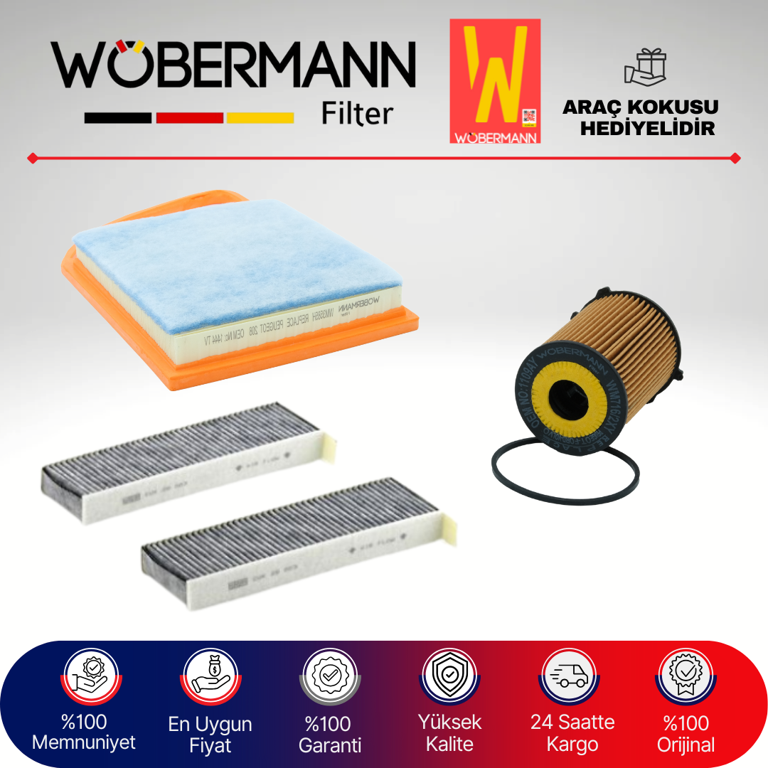 Wöbermann Peugeot Partner 1.6 Hdi E5 Filtre Bakım Seti 2011-2015 3KP