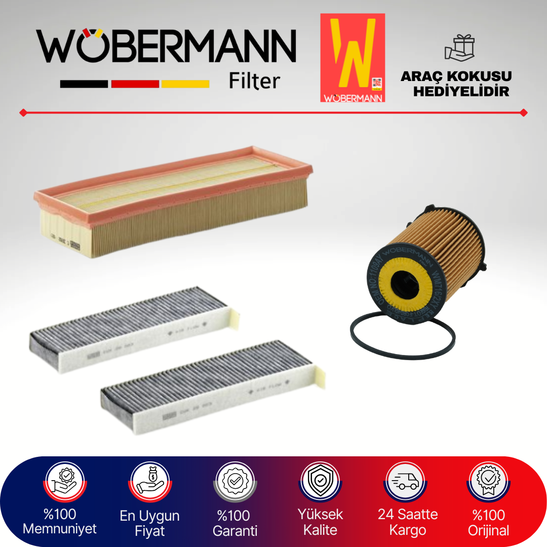 Wöbermann Peugeot Partner 1.6 Hdi Filtre Bakım Seti 2008-2013 3KP