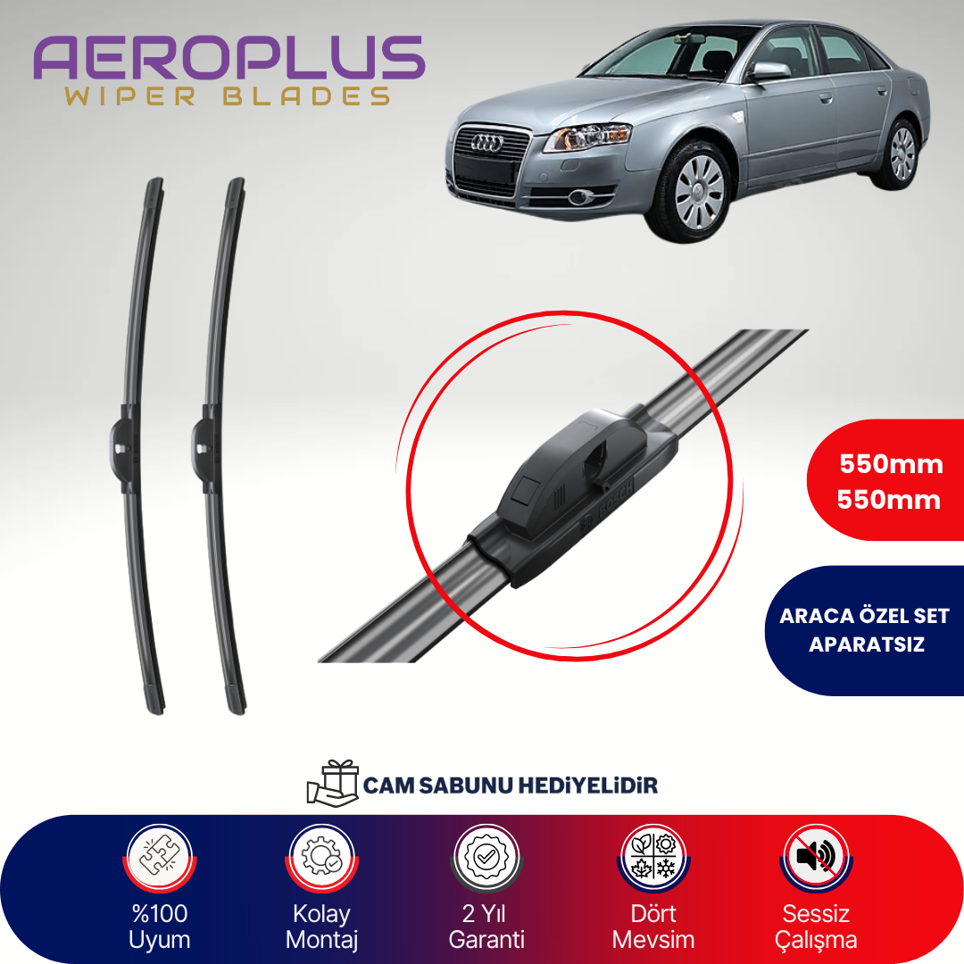 Aeroplus Audi A4 2004-2008 Muz Silecek Takımı
