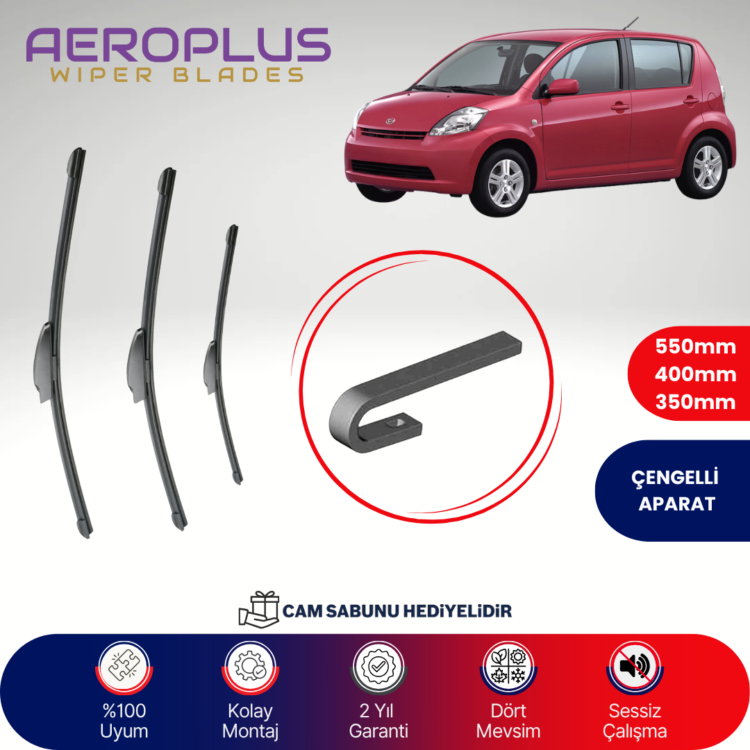 Aeroplus Daihatsu Sirion 2004-2009 Ön Arka Muz Silecek Takımı