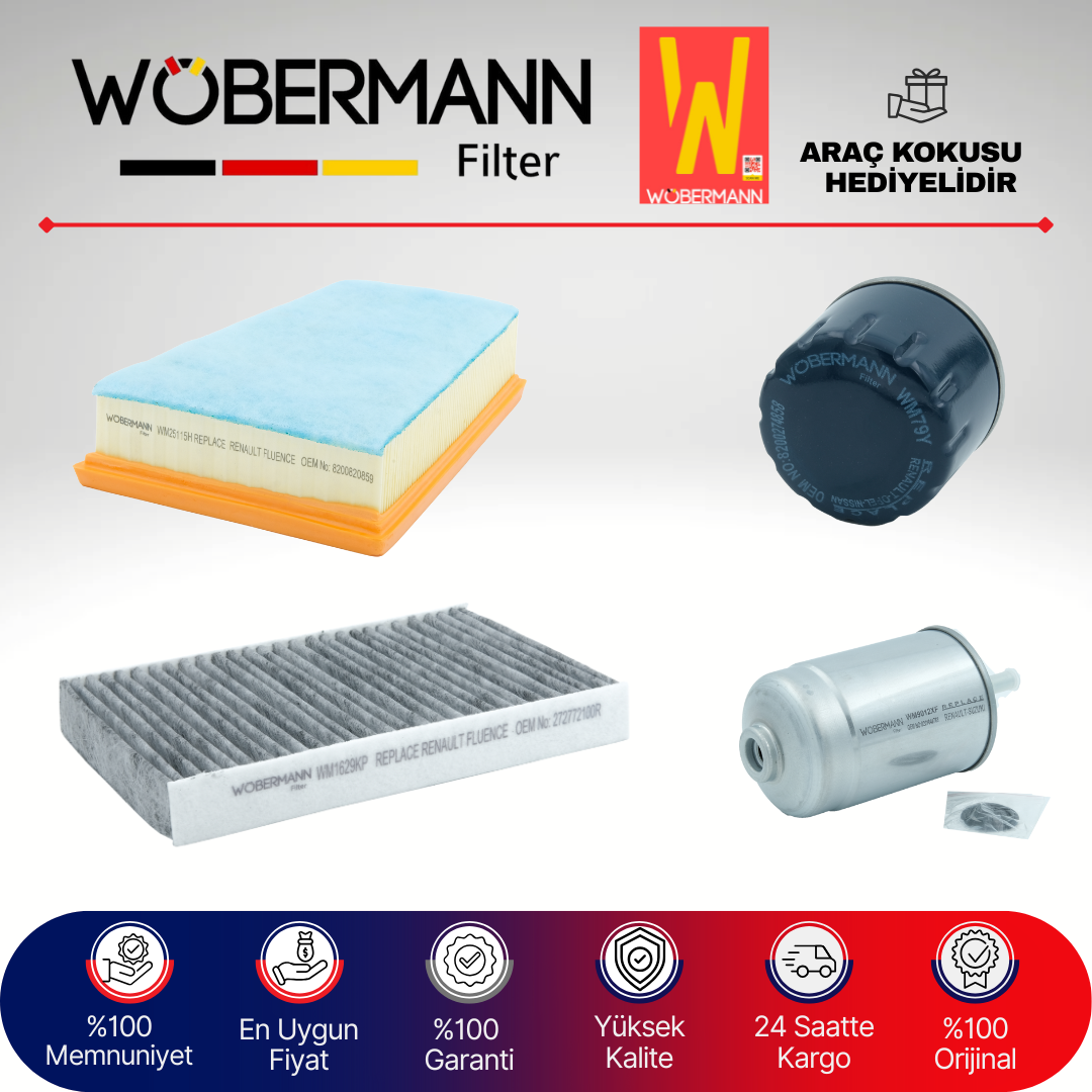 Wöbermann Renault Megane 3 1.5 Dci KARBONLU Filtre Bakım Seti 2008-2015 4KP