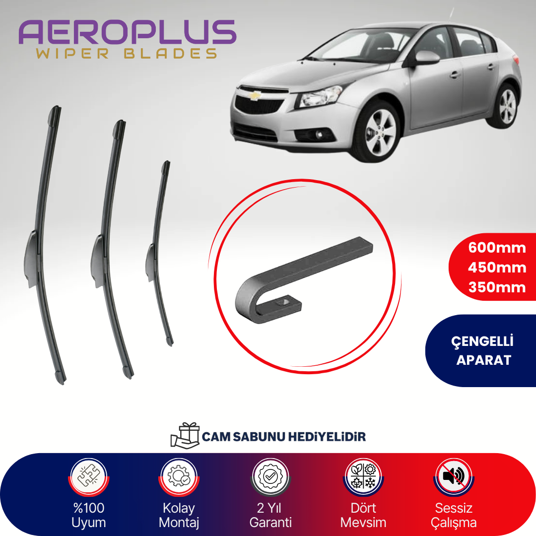 Aeroplus Chevrolet Cruze 2009-2014 Ön Arka Muz Silecek Takımı
