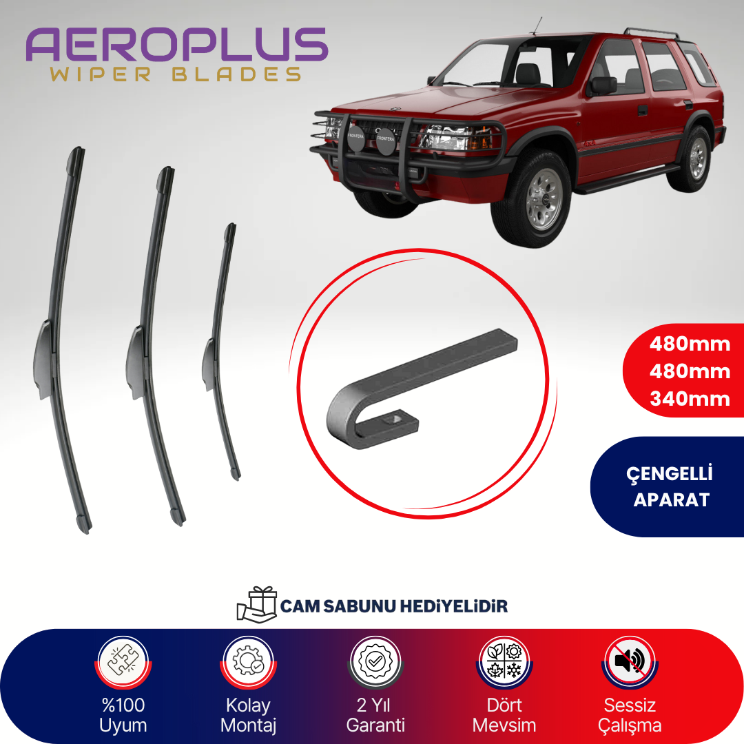 Aeroplus Opel Frontera 1991-2004 Ön Arka Muz Silecek Takımı
