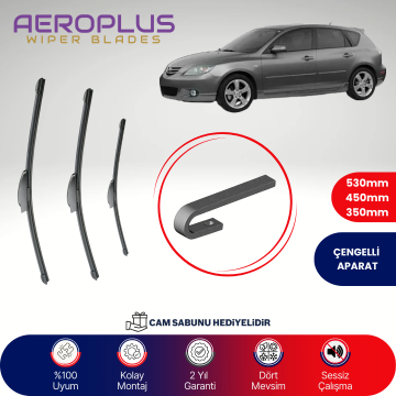Aeroplus Mazda 3 HB 2003-2008 Ön Arka Muz Silecek Takımı