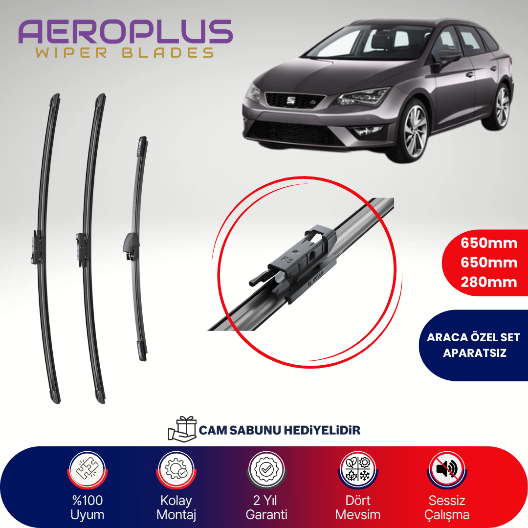 Aeroplus Seat Leon 2 2009-2012 Ön Arka Muz Silecek Takımı