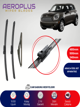 Aeroplus Mini Countryman 2010-2016 Ön Arka Muz Silecek Takımı