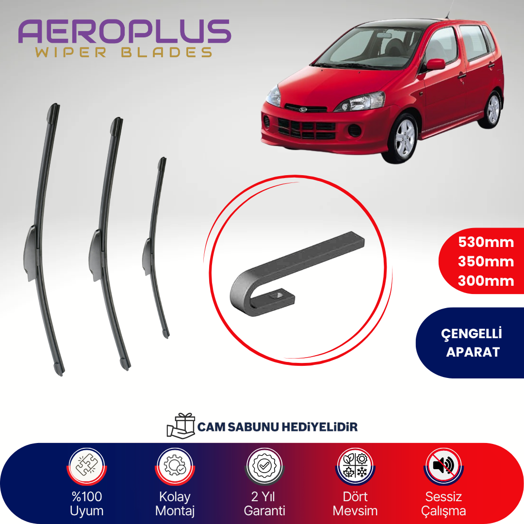 Aeroplus Daihatsu YRV 2000-2005 Ön Arka Muz Silecek Takımı