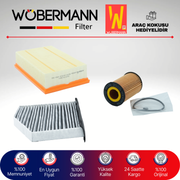 Wöbermann Skoda SuperB 1.6 2.0 Tdi KARBONLU Filtre Bakım Seti 2015-2019 3KP DCX-DCZ-CRL-DBG-DFG-CUP-DDA-DFC-DFE