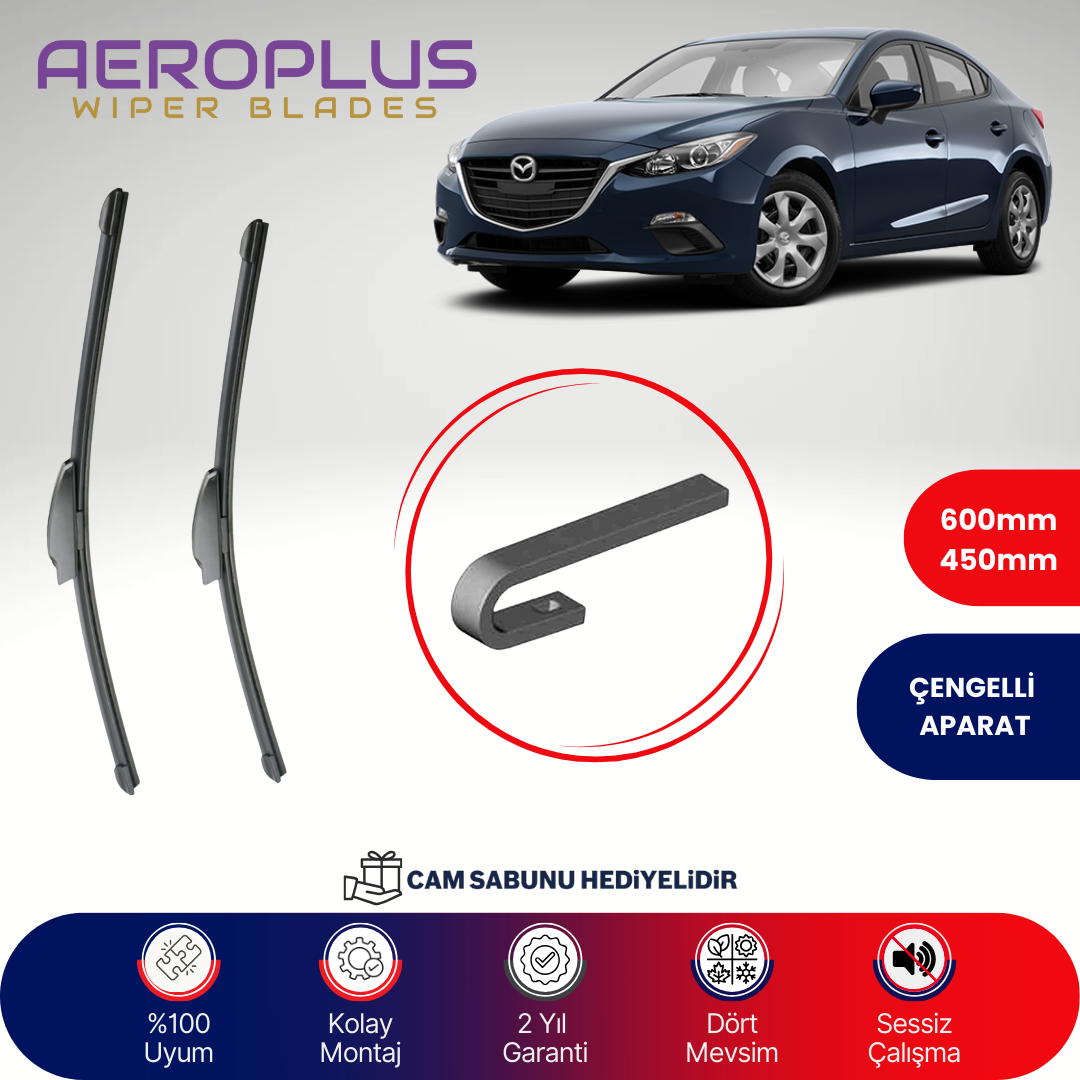 Aeroplus Mazda 4 Sedan 2014-2018 Muz Silecek Takımı