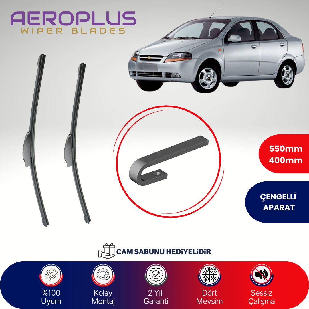 Aeroplus Chevrolet Kalos 2005-2008 Muz Silecek Takımı
