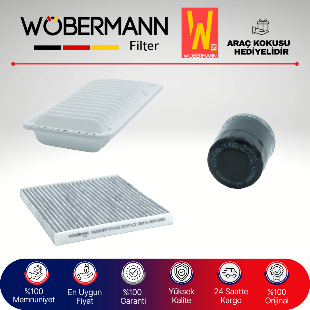 Wöbermann Toyota Corolla 1.6 Benzin Filtre Bakım Seti 2003-2007 3KP