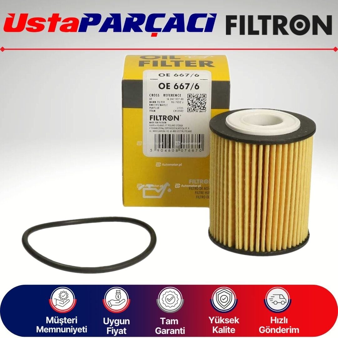 Filtron Toyota Proace City 1.5 D-4D Dizel Yağ Filtresi 2021-2024 OE667/6 1624797780