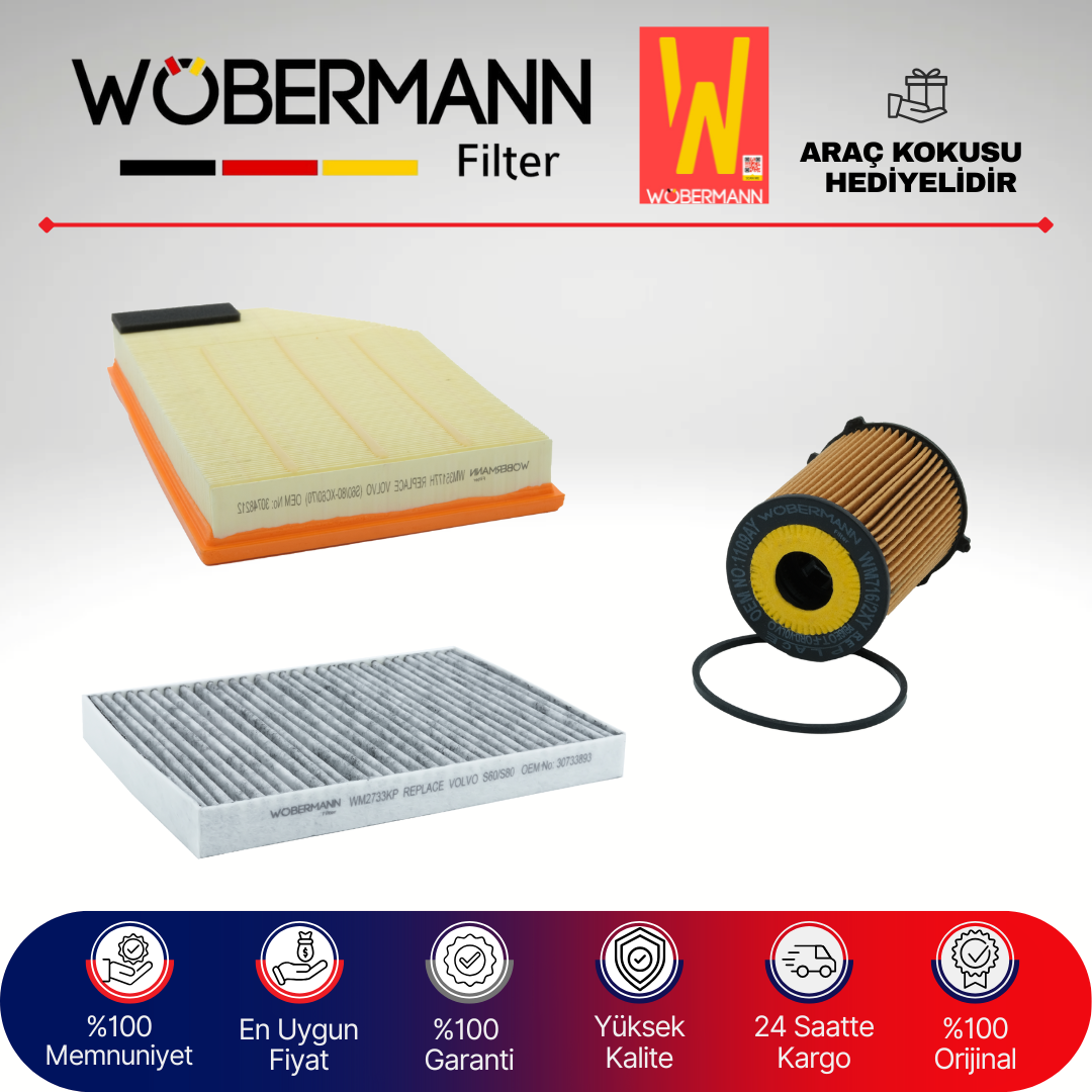 Wöbermann Volvo S80 1.6 D2 Dizel Filtre Bakım Seti 2012-2015 3KP