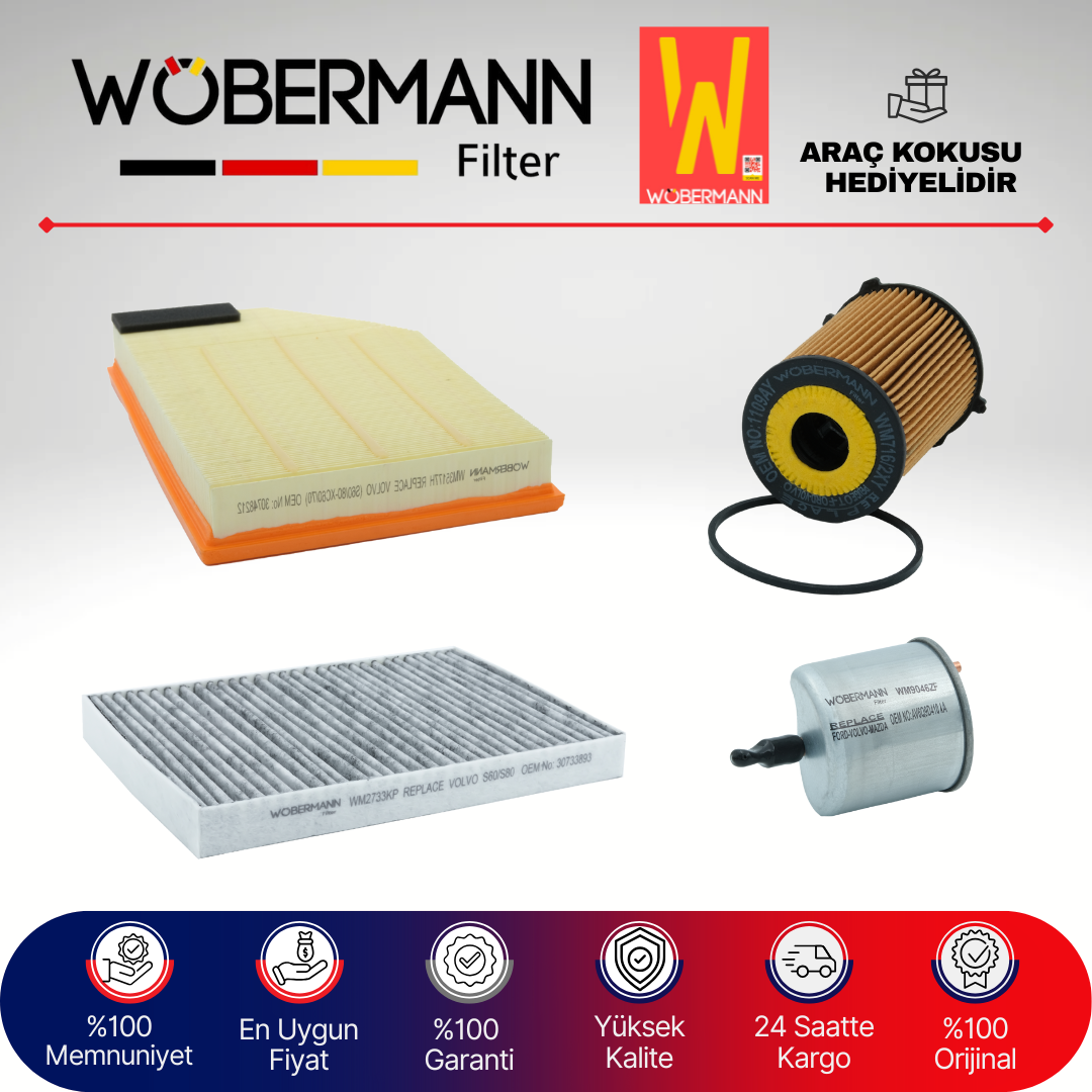 Wöbermann Volvo S80 1.6 D2 Dizel Filtre Bakım Seti 2012-2015 4KP