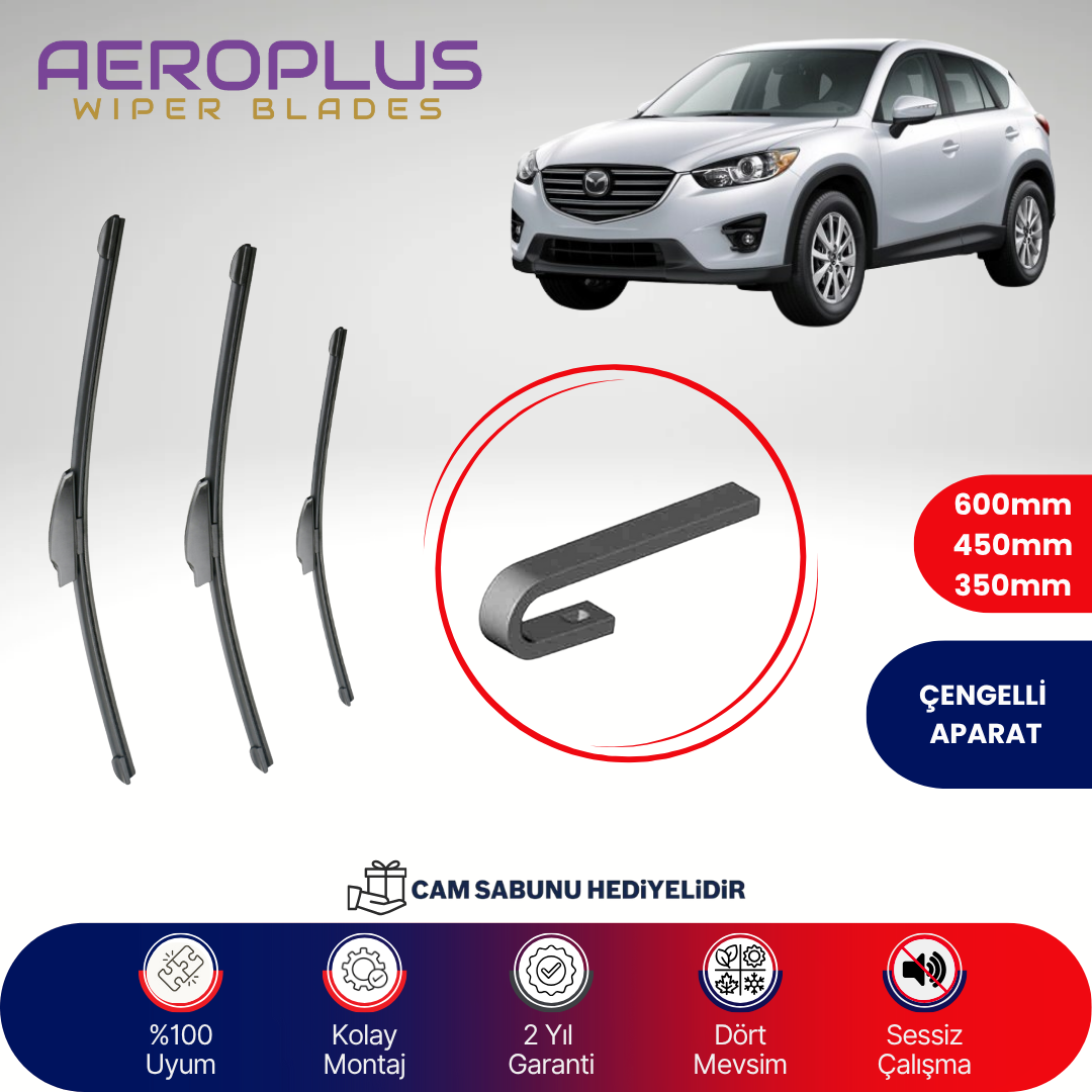 Aeroplus Mazda CX-5 2011-2016 Ön Arka Muz Silecek Takımı