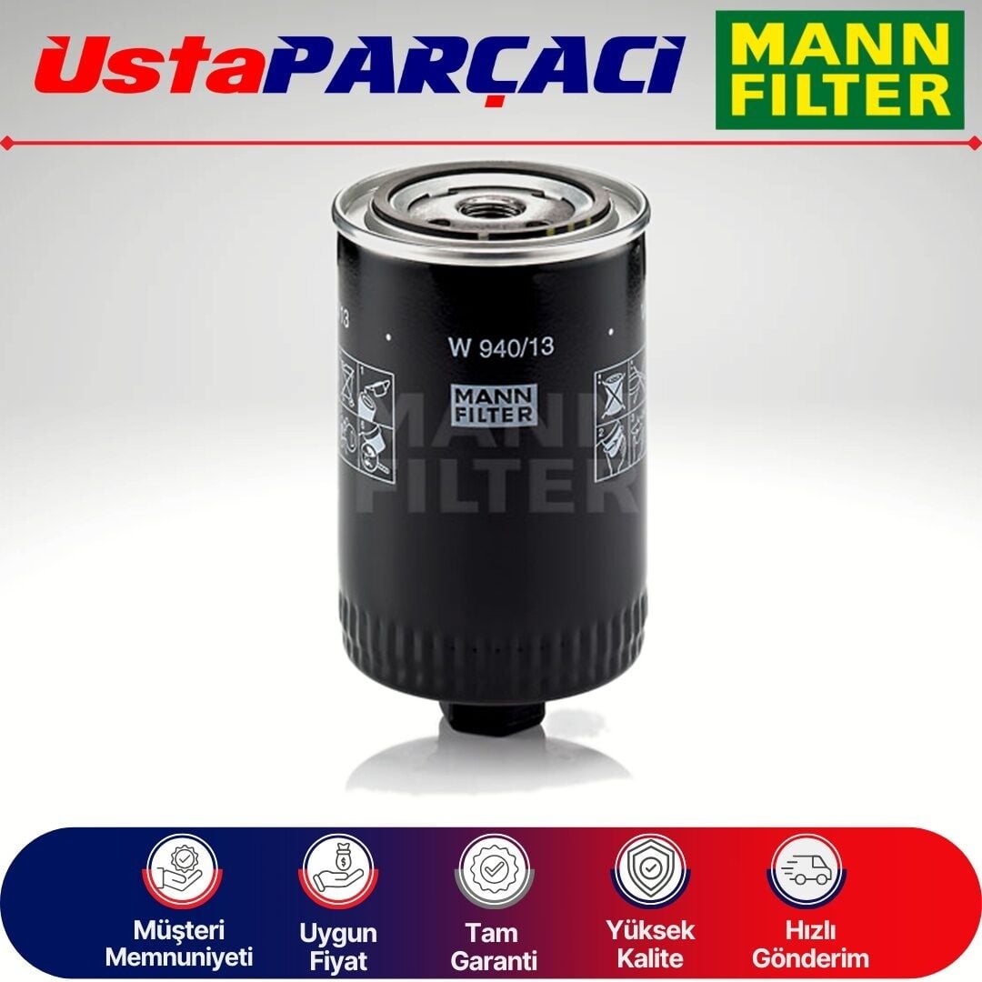 Mann-Filter VW Amarok 3.0 Tdi Yağ Filtresi 2016-2020 W940/13 068115561C