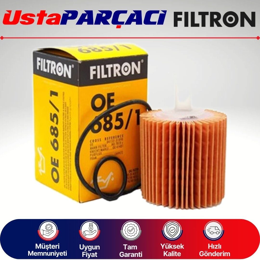Filtron Toyota Yaris 1.4 D-4D Dizel Yağ Filtresi 2012-2015 OE685/1 0415231110