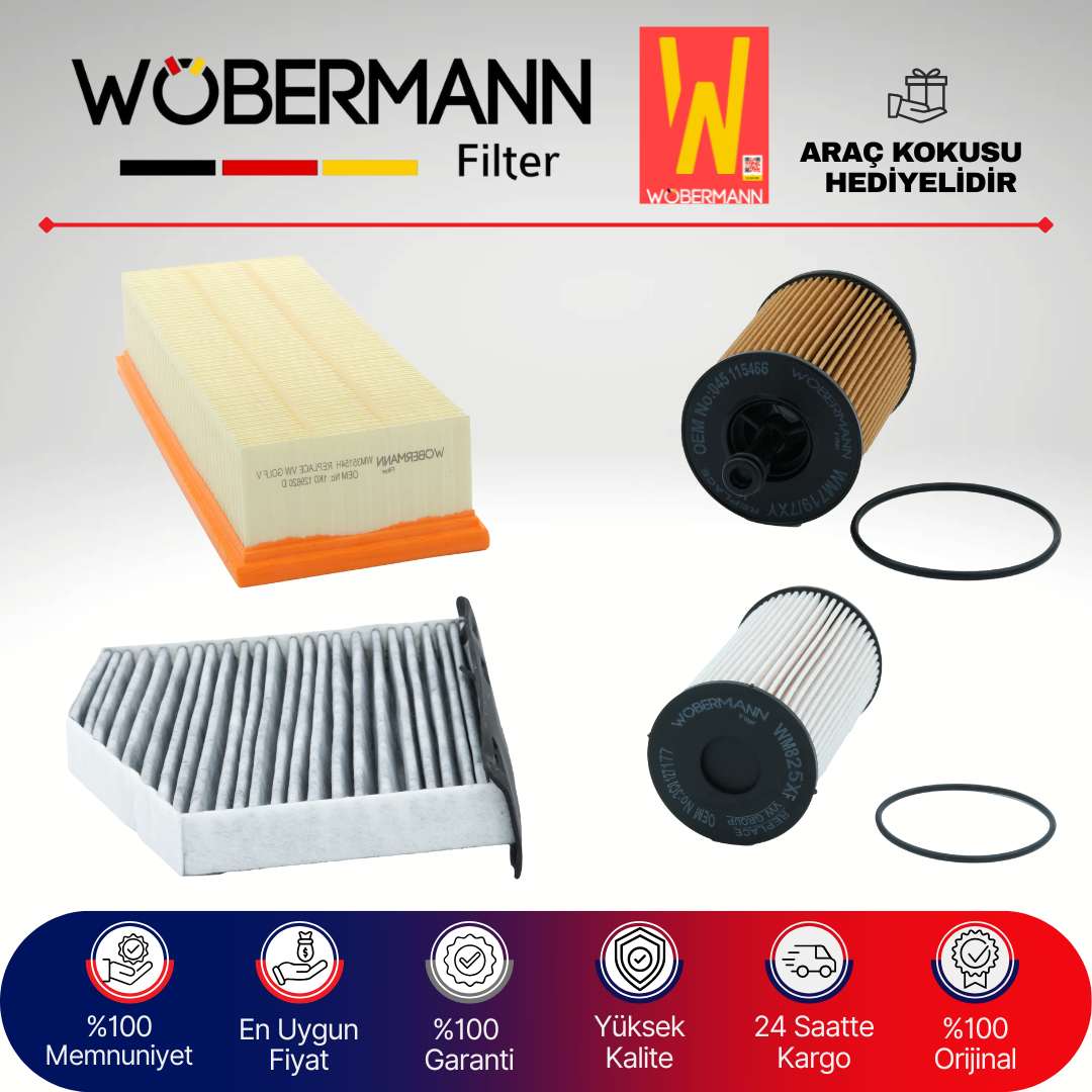 Wöbermann VW Caddy 1.9 Tdi Filtre Bakım Seti 2004-2005 4KP BJB-BLS-BSU