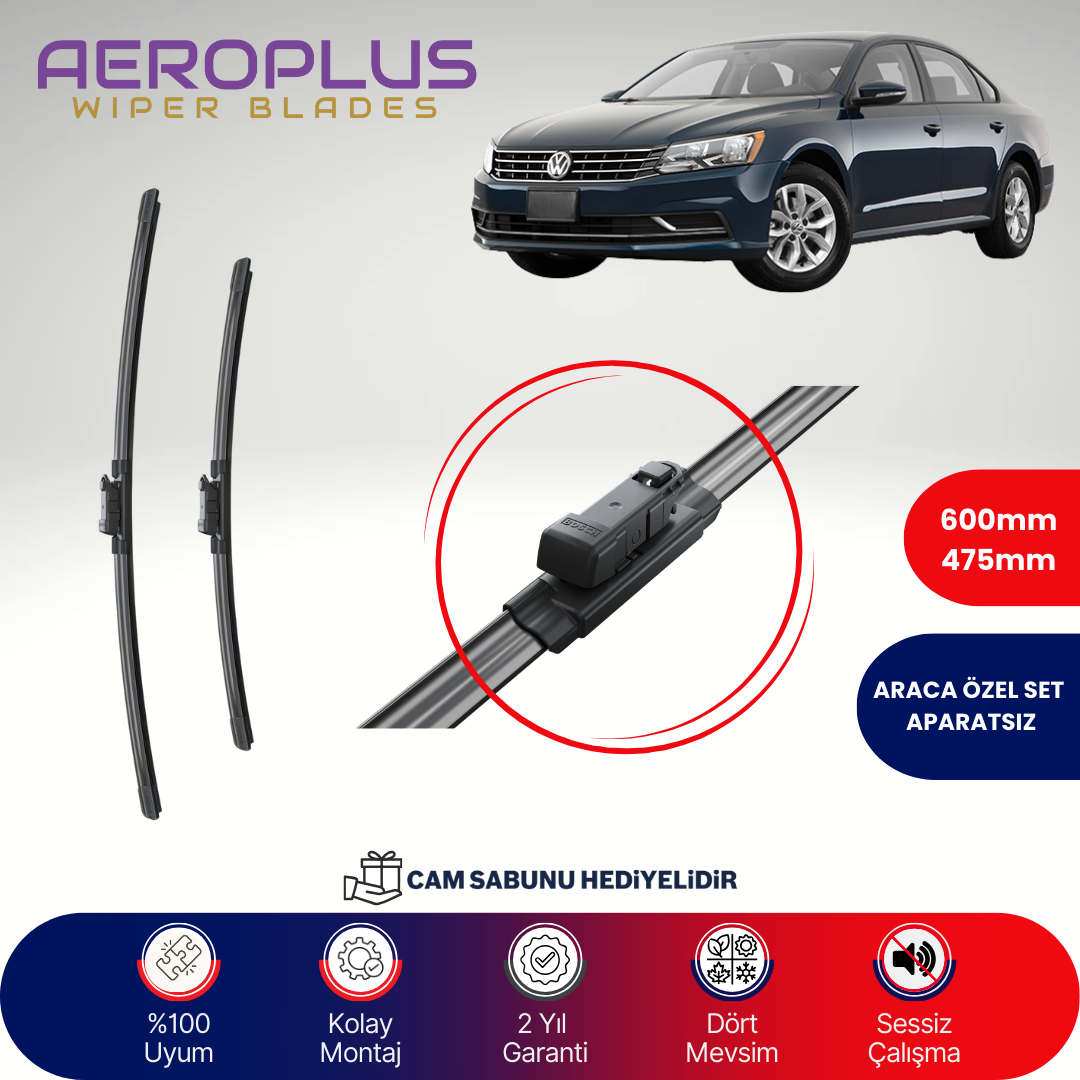 Aeroplus VW Passat 2012-2014 Muz Silecek Takımı