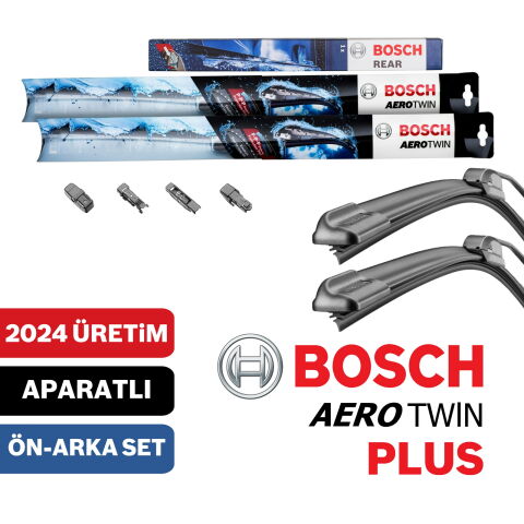 Bosch Fiat 500 2007-2020 Aerotwin Plus-Rear Ön Arka Silecek Takımı