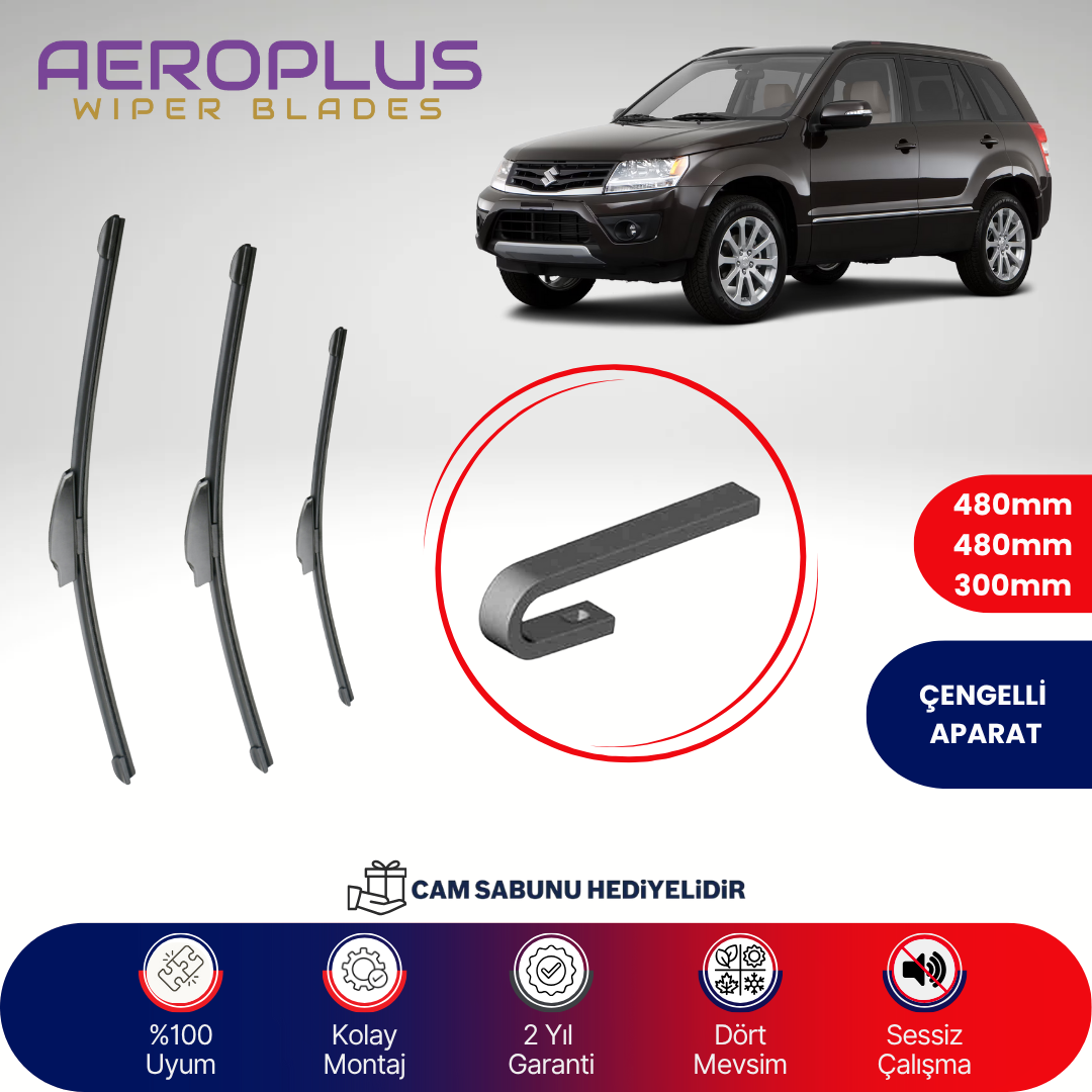 Aeroplus Suzuki Grand Vitara 2005-2018 Ön Arka Muz Silecek Takımı