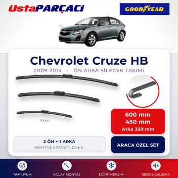 Goodyear Chevrolet Cruze HB 2009-2014 Ön Arka Muz Silecek Takımı