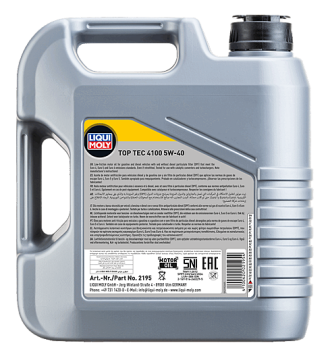 Liqui Moly Top Tec 4100 5W-40 Motor Yağı 4 Litre 2195 GM dexos2 Ford MB VW Porsche Fiat  Renault