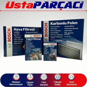 Bosch Seat İbiza 1.0 Benzinli Filtre Bakım Seti 2015-2017 Hava+Yağ+Yakıt+Karbonlu Polen CHY