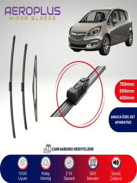Aeroplus Opel Meriva B 2010-2017 Ön Arka Muz Silecek Takımı
