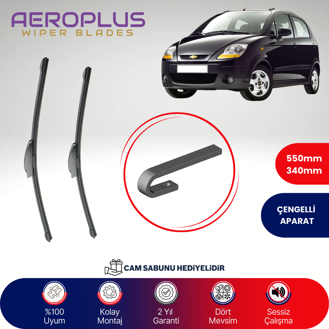 Aeroplus Chevrolet Spark 2005-2009 Muz Silecek Takımı