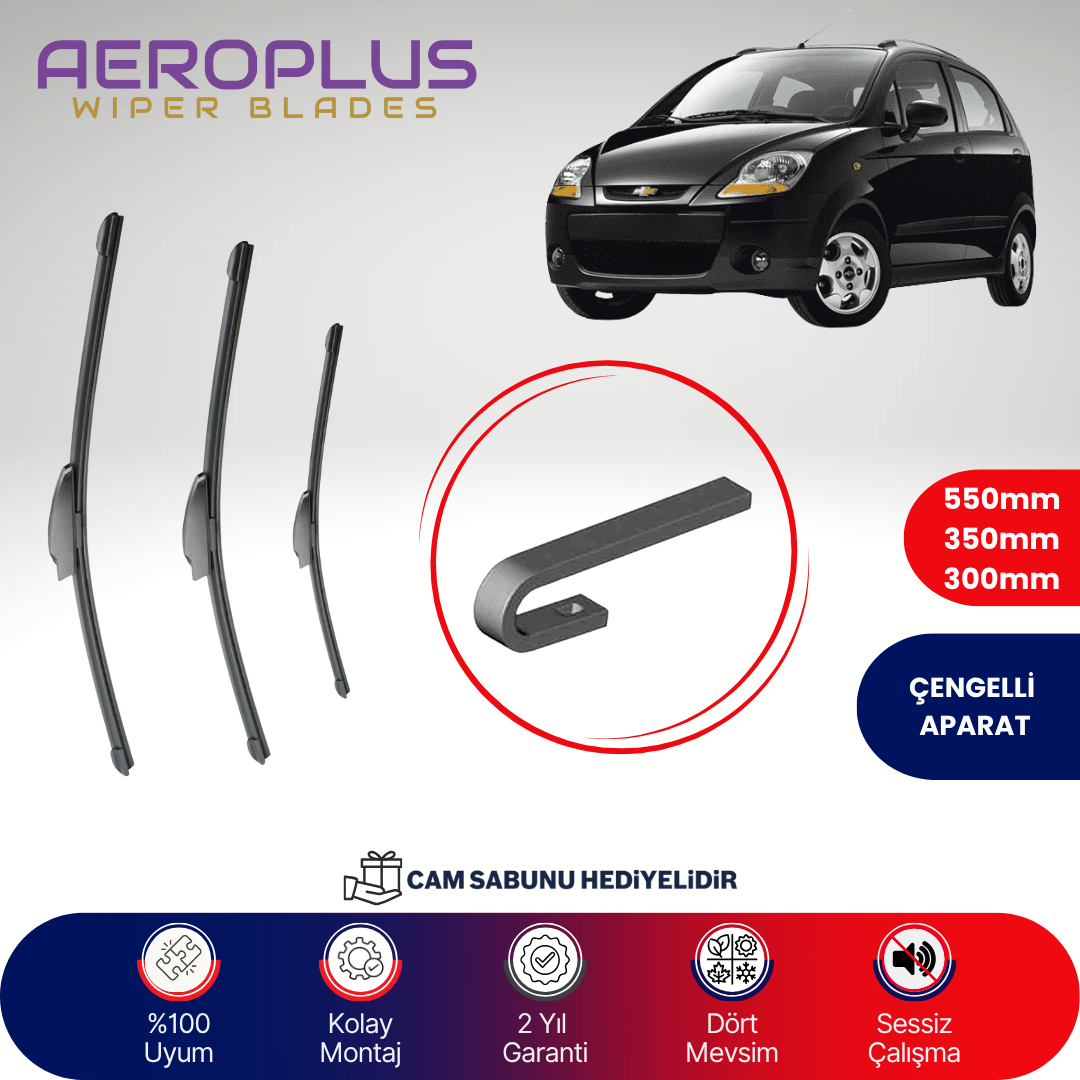 Aeroplus Chevrolet Spark 2005-2009 Ön Arka Muz Silecek Takımı