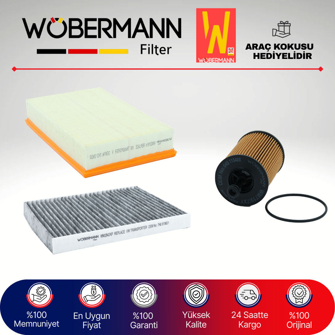 Wöbermann VW Transporter T5 1.9 Tdi Filtre Bakım Seti 2004-2009 3KP AXB-AXC-BRS-BRR