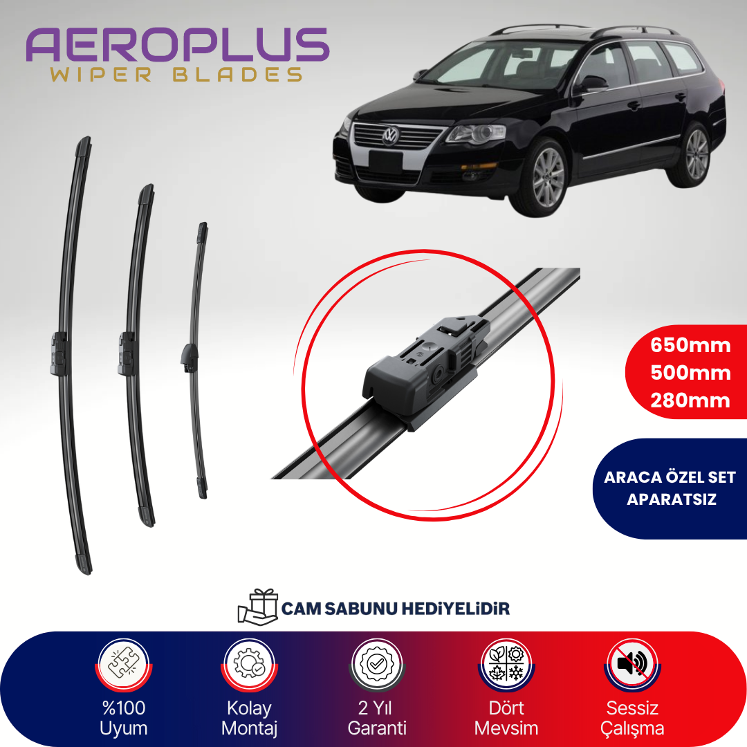 Aeroplus VW Passat Variant 2005-2012 Ön Arka Muz Silecek Takımı