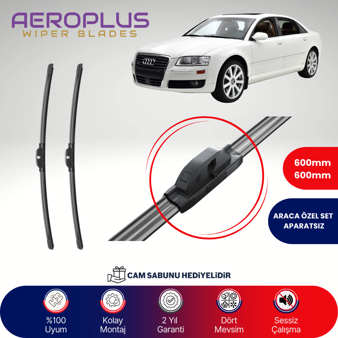 Aeroplus Audi A8 2002-2010 Muz Silecek Takımı