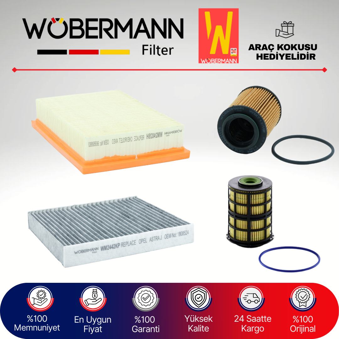 Wöbermann Chevrolet Aveo 1.3 D KARBONLU Filtre Bakım Seti 2011-2014 4KP