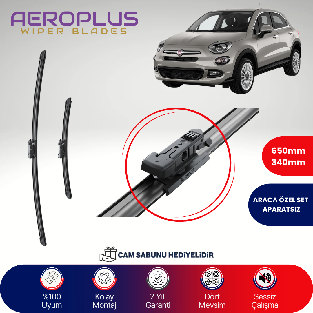 Aeroplus Fiat 500X 2014-2025 Muz Silecek Takımı