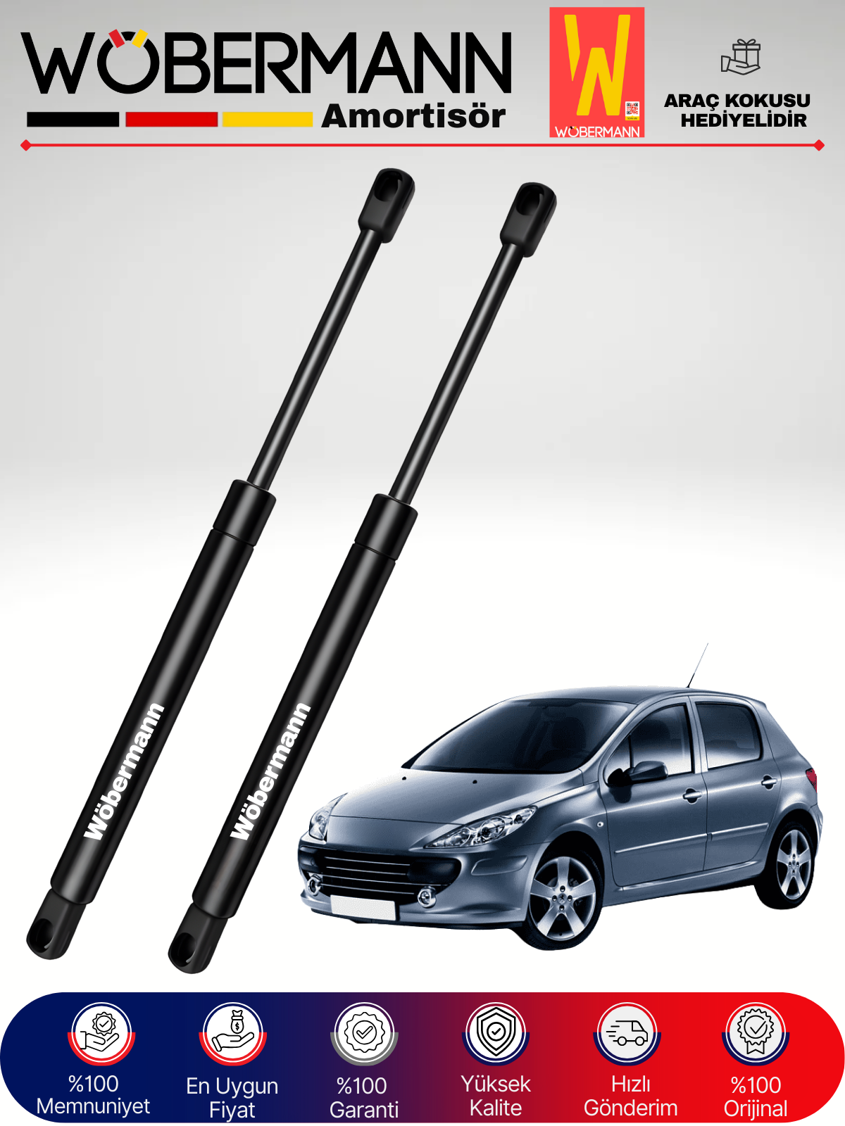 Wöbermann Peugeot 307 Bagaj Amortisörü Takım Sağ-Sol 2001-2008