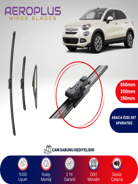Aeroplus Fiat 500X 2014-2025 Ön Arka Muz Silecek Takımı